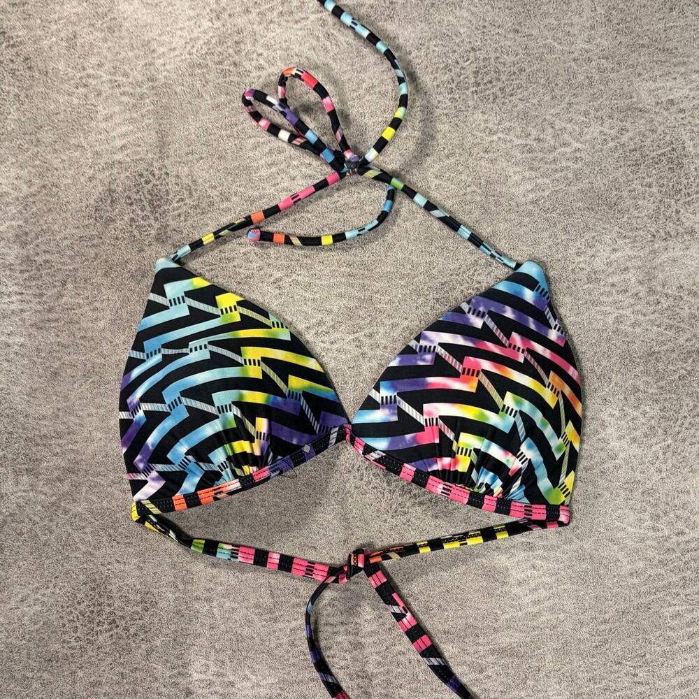 Y2k Op Zebra Rainbow Bikini Top